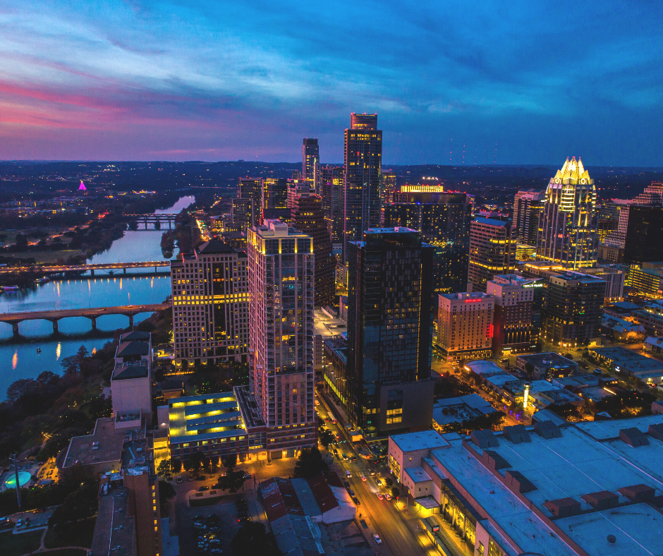 night sky line view of Austin texas